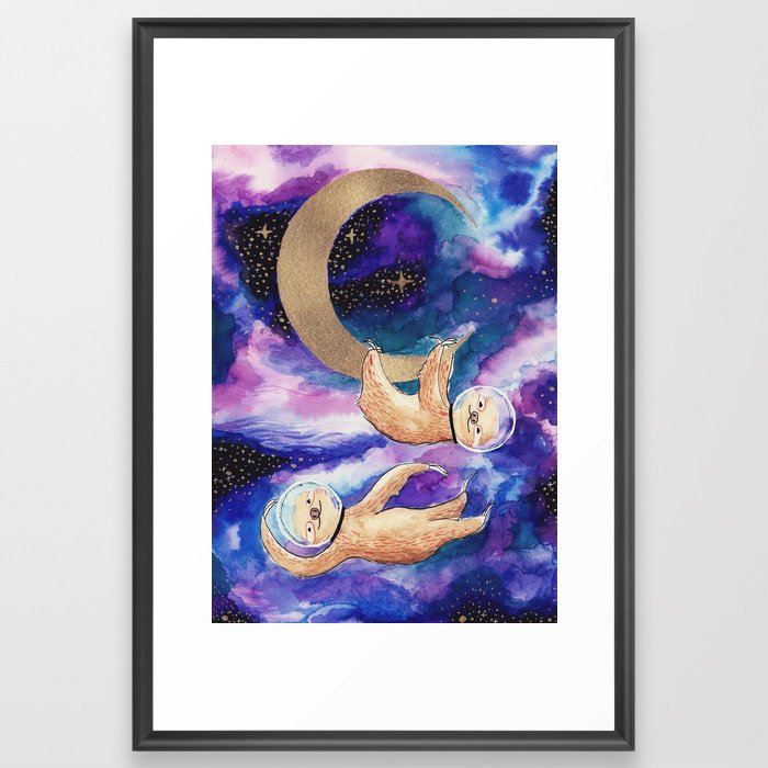 Sloths in Space Framed Art Print