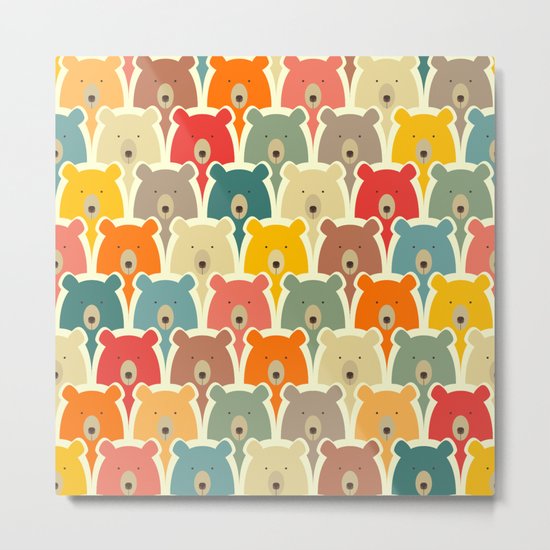 Bears cartoon pattern Metal Print