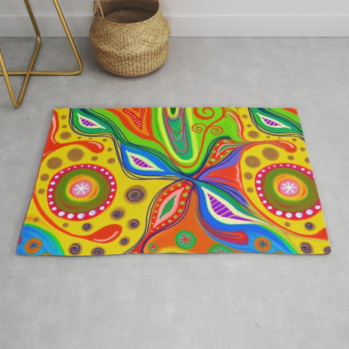 Folk Art Doodle Abstract Painting Rug By Prawny Society6