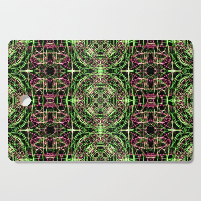 Liquid Light Series 59 ~ Red & Green Abstract Fractal Pattern Cutting Board