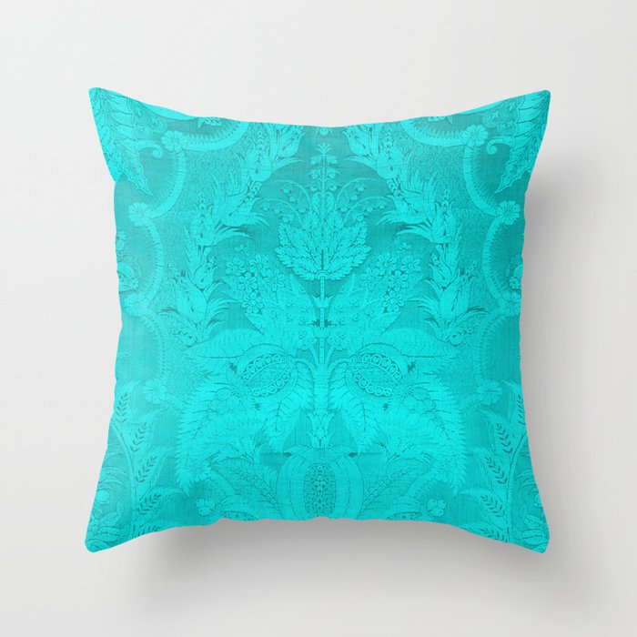 French Silk Brocade Turquoise Throw Pillow by eye4designs Society6