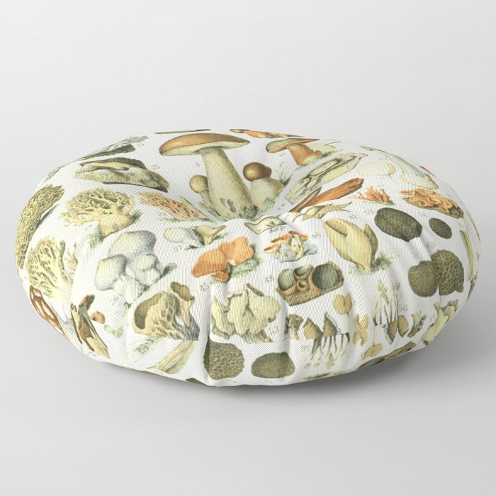 Mushrooms by Adolphe Millot Floor Pillow