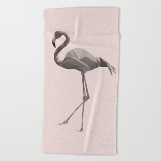 Flamingo in pink key Beach Towel