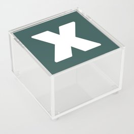 X (White & Dark Green Letter) Acrylic Box