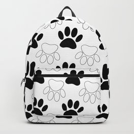 Black And White Dog Paw Print Pattern Backpack | Animalpaws, Cutecartoon, Pattern, Digital, Dogpaw, Drawing, Patterns, Blackandwhitepattern, Paws, Cartoon 