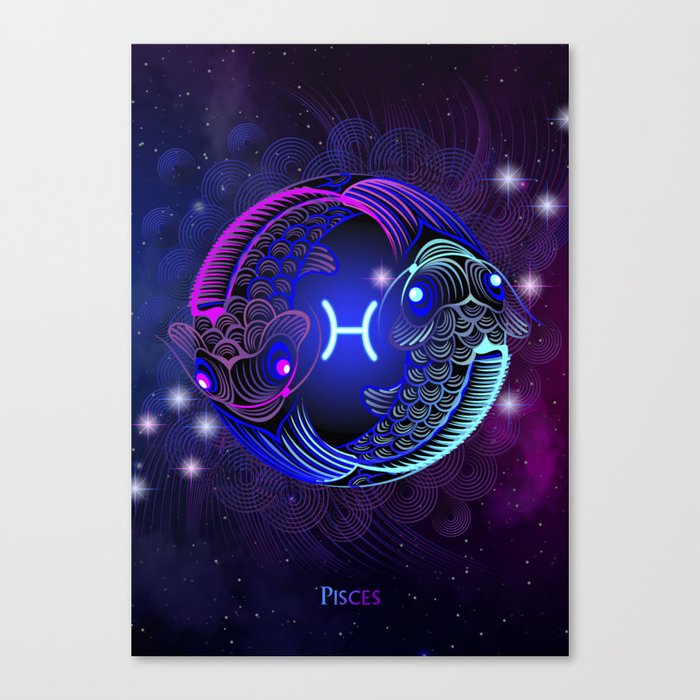 Zodiac neon signs — Pisces Canvas Print