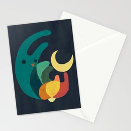 Rabbit and crescent moon Stationery Card