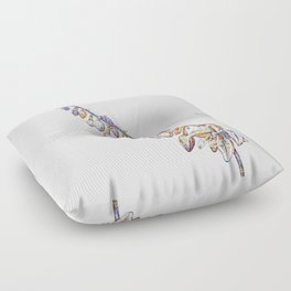 Floral Giant Cabuya Mosaic on White Floor Pillow