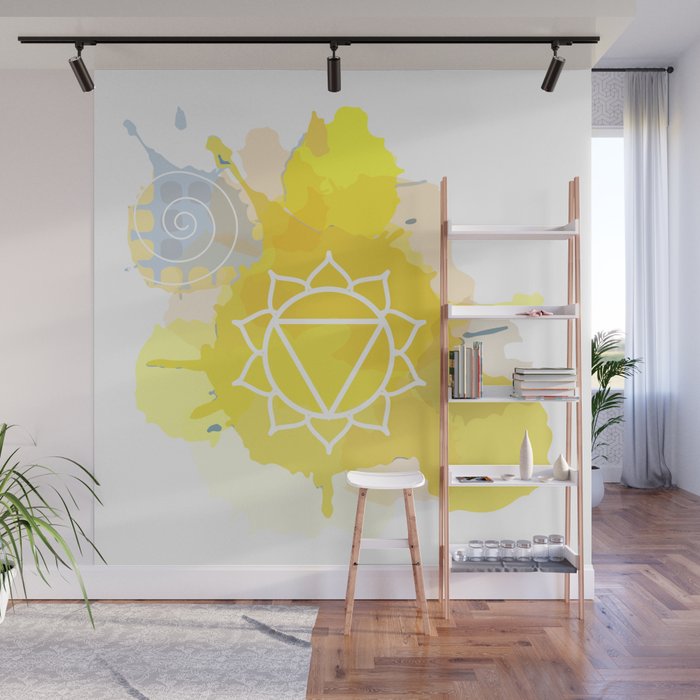 Manipura chakra Meditation aura and fifth of the seven chakras symbol Wall Mural