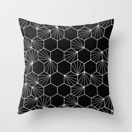 Hexagonal hive black white pattern Throw Pillow