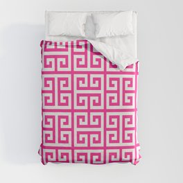 Greek Key (Dark Pink & White Pattern) Duvet Cover