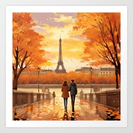 Couple In Love In Paris Art Print