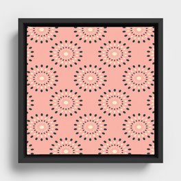SPLASH RETRO ABSTRACT in BLACK AND WHITE ON BLUSH PINK Framed Canvas