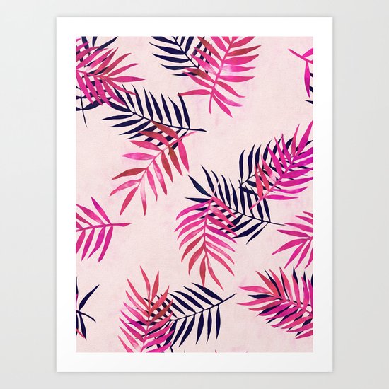Pink Palm Pattern Art Print