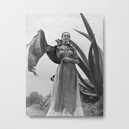 1937 Photo Frida Kahlo standing next to an agave plant Metal Print | Mexico, Frida, Artist, Self Portraits, Fridakahlo, Fridakahloflowers, Photo, Fridakahlomexican, Kahlo 