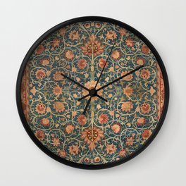 Holland Park Carpet Rug by William Morris 1883 Antique Vintage Pattern in Russet Pale Blue and Cream Wall Clock