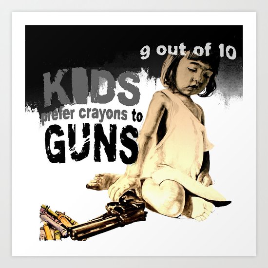 KIDS prefer crayons - black version Art Print