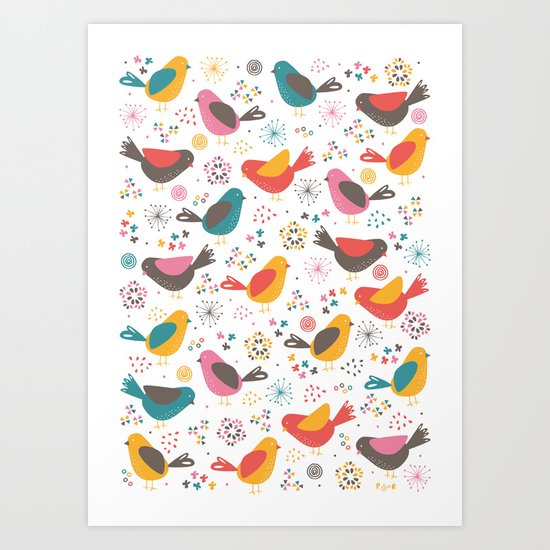 Quirky Chicks Art Print
