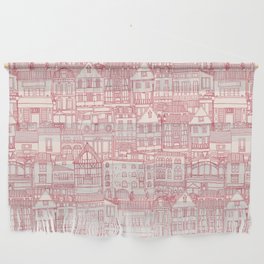 cafe buildings pink Wall Hanging