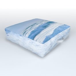 Rolling Tide // A Modern Artsy Style Graphic Photography of White Blue Green Washed Out Waves Outdoor Floor Cushion