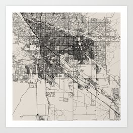 Tucson USA Map Illustration - City Map Drawing -  Art Print