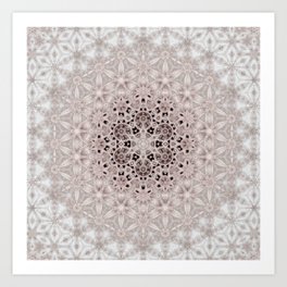 Vinatge light pink hexagonal generative lacy floral pattern  1 Art Print