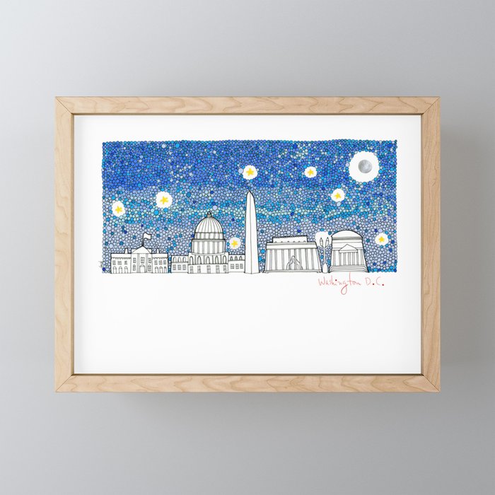 Washington DC Skyline Framed Mini Art Print