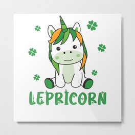 Lepricorn St. Patrick's Day Unicorn Ireland Green Metal Print