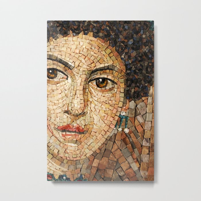 Detail of Woman Portrait. Mosaic art Metal Print