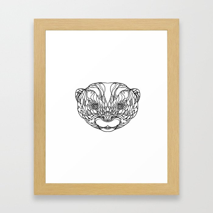 Oriental Small-clawed Otter Doodle Art Framed Art Print