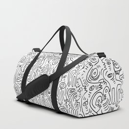 Graffiti Black and White Pattern Doodle Hand Designed Scan Duffle Bag