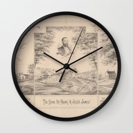 The home of Frank & Jesse James, Vintage Print Wall Clock