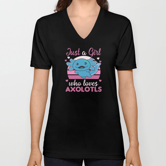 Axolotl Lovers Sweet Animals For Girls Pink V Neck T Shirt