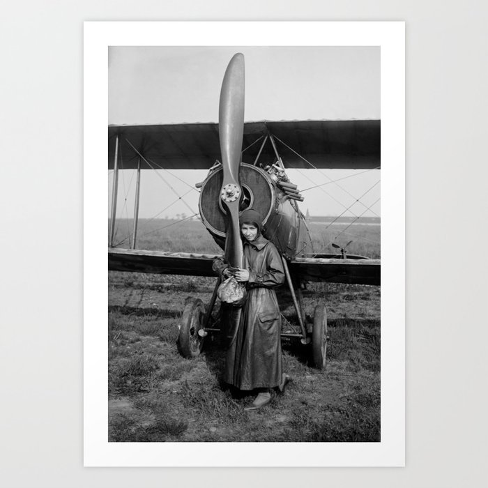 Katherine Stinson With Biplane - 1917 Art Print