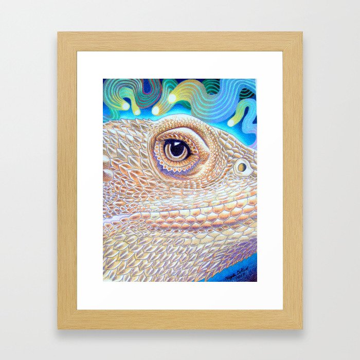 Dragon Star, Bearded Dragon Lizard Art Framed Art Print
