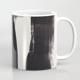 Mid Century Modern Minimalist Abstract Art Brush Strokes Black & White Ink Art Ancient Stripes Coffee Mug