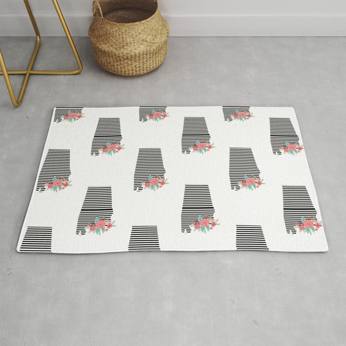 Alabama State Silhouette University Of Crimson Tide Fl College Football Gifts Rug By Varsity