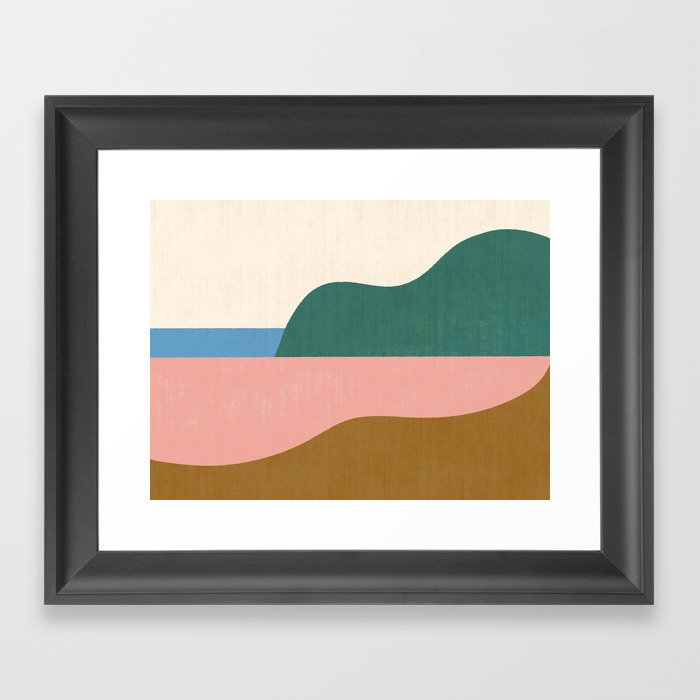 Curvy Forms Landscape - green pink 2 Framed Art Print