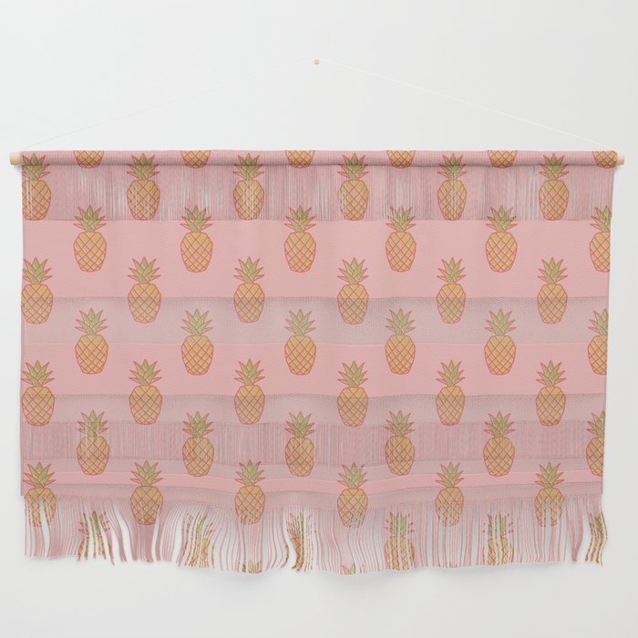 Retro Pineapple Repeat Pink on Pink Wall Hanging