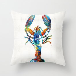 Colorful Lobster Art by Sharon Cummings Throw Pillow
