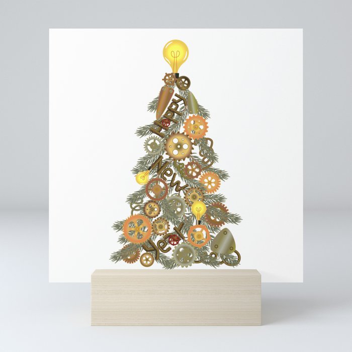 Steampunk Christmas Tree Mini Art Print