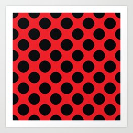 Red with black dots Art Print