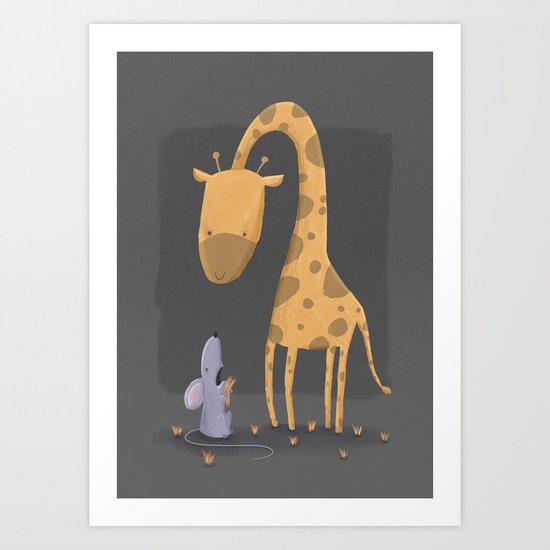 The Giraffe and The Mouse Art Print