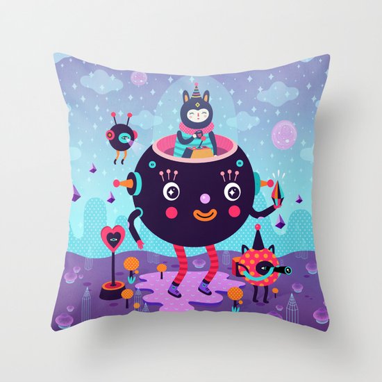 Amigos cósmicos Throw Pillow