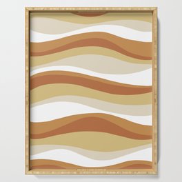Wavy Lines Pattern Orange, Yellow, Beige and White Serving Tray