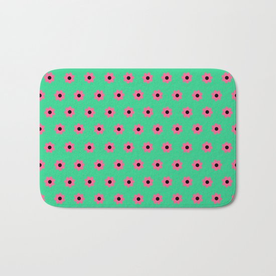 Pink Daisies on Mint Green Bath Mat