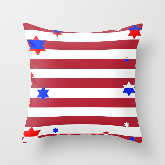 PATRIOTIC JULY 4TH  RED STARS DECORATIVE DESIGN Throw Pillow