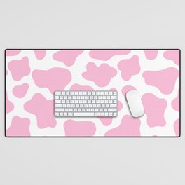 Pink Cow Print Desk Mat