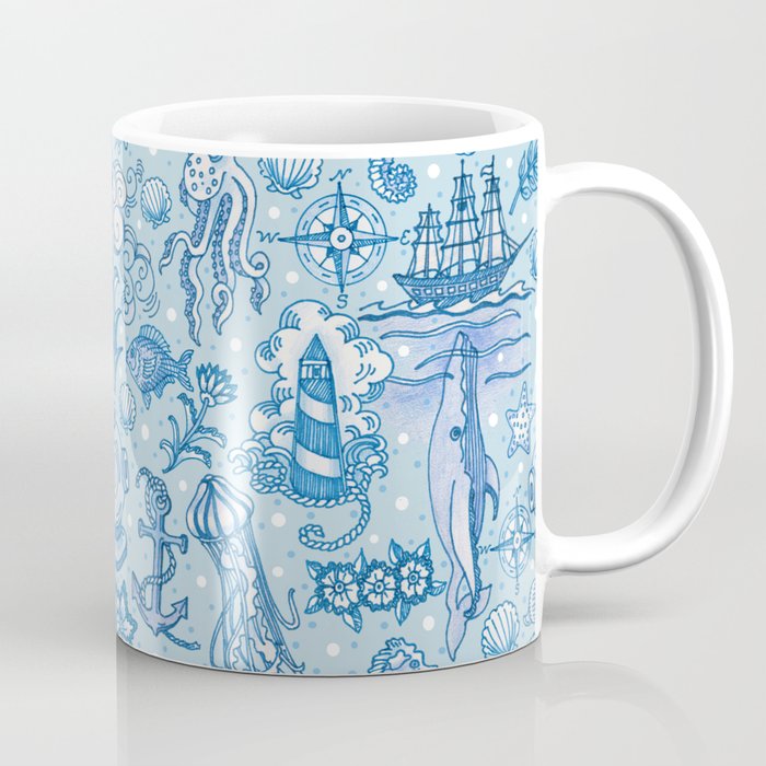 Ocean Toile Coffee Mug