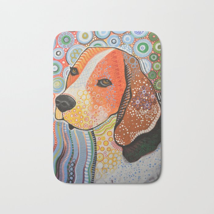 Rocky ... Abstract pet dog portrait art, Beagle Bath Mat